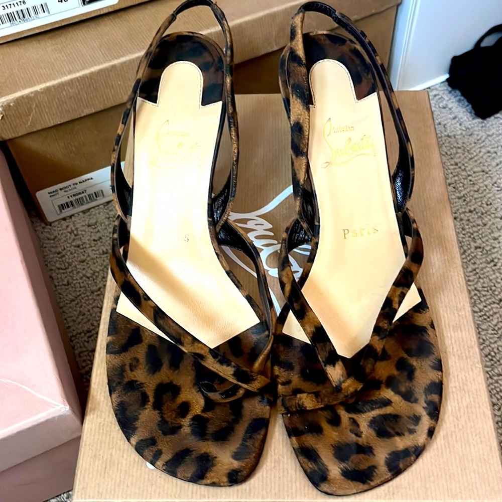 Christian Louboutin animal print kitten heels